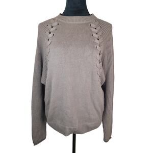 Simply Vera Wang Aged Purple Lace Up Design Sweater NEW Size Small